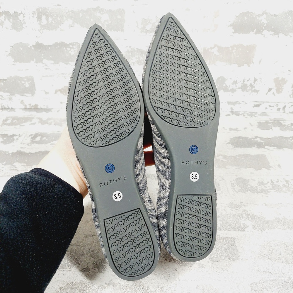NEW Rothy's The Flat Grey Zebra Knit Round Toe Slip On Loafers O258 - Picture 6 of 8